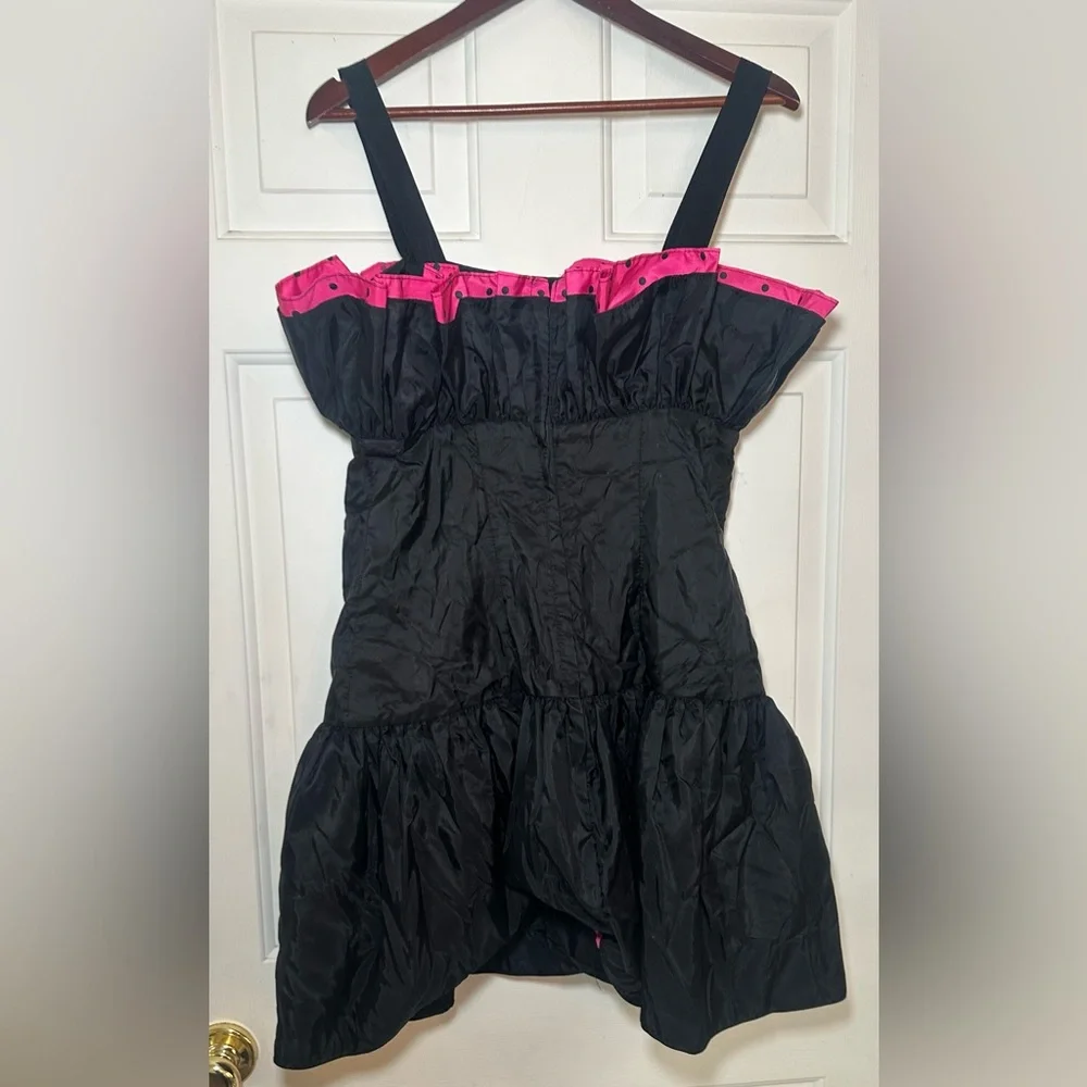 Vtg Flirtations Alfred Angelo 80s Pink Black Taffeta Tiered Prom Dress‎